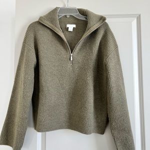 H&M Olive Green zip pullover sweater